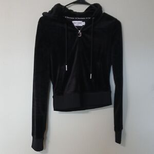 Juicy Couture Black Velvet Zip Hoodie Size S